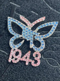 PINK & BLUE CRYSTAL RHINESTONE HOOP EARRINGS "GPD"