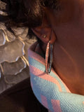 PINK & BLUE CRYSTAL RHINESTONE HOOP EARRINGS "GPD"
