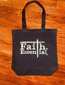 "FAITH IS ESSENTIAL CROSS" TOTES