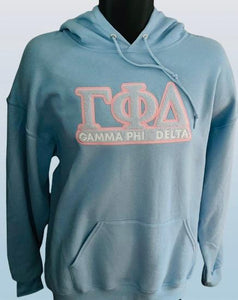"BLUE HOODIE WITH GREEK LETTERS IN CHENILLE" GPD