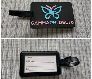 "GAMMA PHI DELTA LUGGAGE TAG WITH BUTTERFLY" GPD